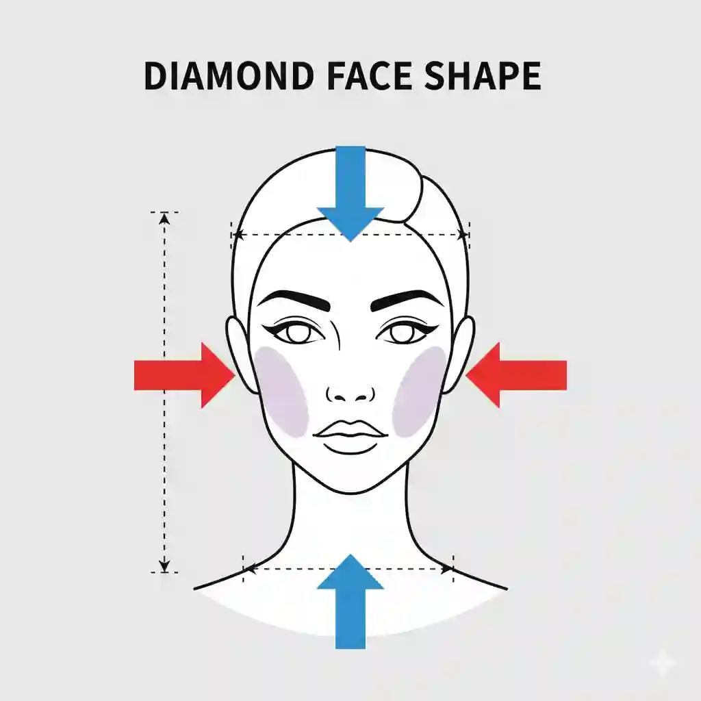 Diamond face shape styling inspiration showcasing defined cheekbones and side-parted hair