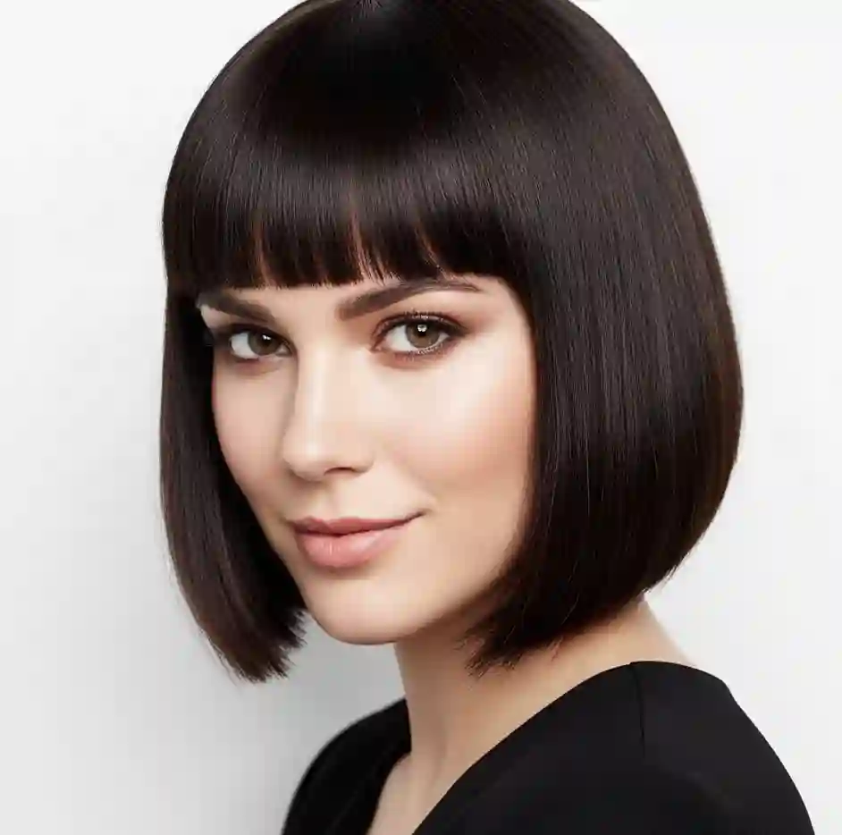 Oval face shape model demonstrating balanced proportions